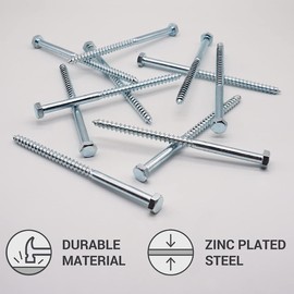 (Pack of 20) DIN 571 Galvanised Steel Hexagon Wood Screws M8 x 140 mm, Hex Bolt, Key Screws, Hex Bolts, Carriage Bolts (20, M8 x 140 mm)