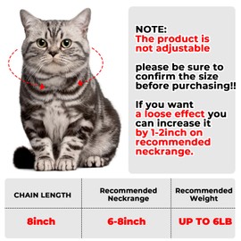 Amabro Cat Chain Collar, Diamond Cuban Link Kitten Walking Collar with Secure Buckle 12mm Wide Pet Rhinestones Necklace Metal Chain Jewelry Accessories for Cats Dogs Kittens Puppies 8inch(Gold)