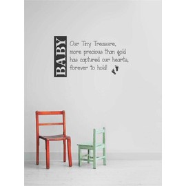 Wall Decal Baby Our Tiny Treasure, More Precious Than Gold Has Captured Our Hearts, Forever to Holdfootprints Newborn Life Celebration Sticker - Size: 23 Inches X 50 Inches