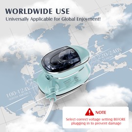 PIOMATIC Travel Iron Mini with Steam for Clothes with Dual Voltage, Portable Mini Ironing Machine with Non-Stick Soleplate, Small Iron for Sewing, Quilting and Handcraft