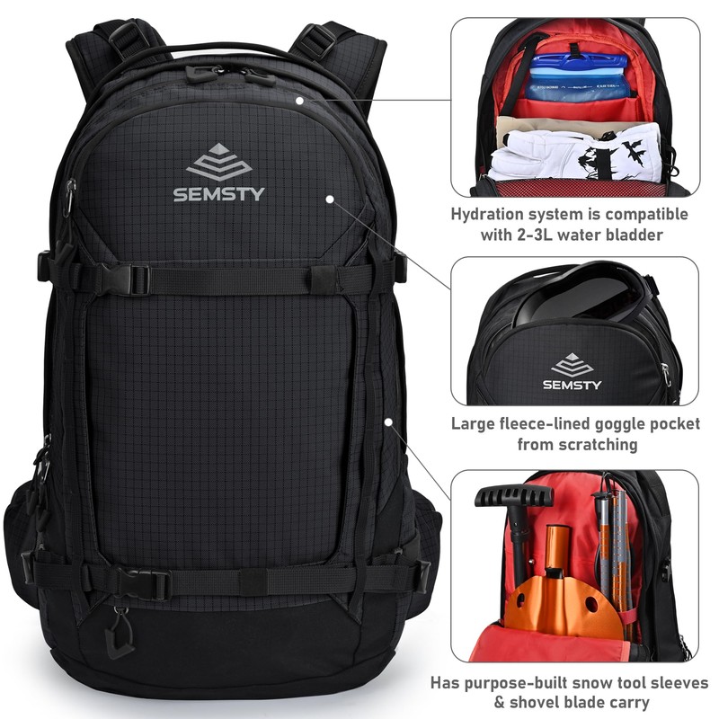 Semsty Ski and Snowboard Hydration Backpack, with 2L Water Reservoir