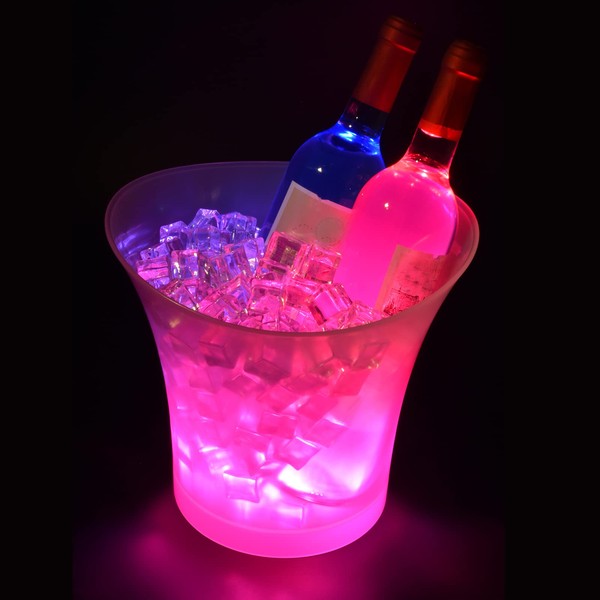 Tiandirenhe LED Ice Bucket, Champagne Cooler LED, 5L LED Ice Bucket, Colour Can Be Adjusted, Colourful Gradient, Colourful Flash, for Cooling Champagne, Wine, Drinks, Beer, for Party, Bar, Club Theme