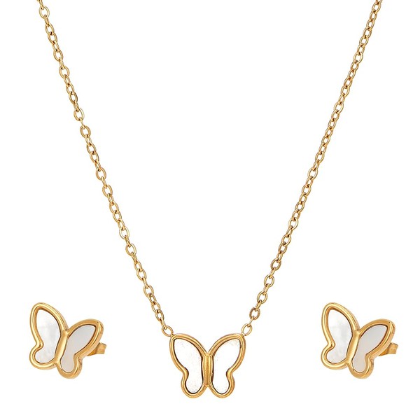 ANATTASOUL Gold Dianty Butterfly Pendant Necklace Earrings Set for Women