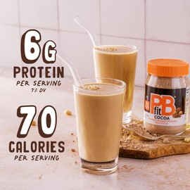 PBfit 8 Ounce Peanut Butter Powder Chocolate Flavor, Cocoa Powdered Peanut Butter Spread From Real Roasted Peanuts and Cocoa, 6g of Protein 7% DV, Gluten-Free, 70 calories, 88% less fat (Pack of 1)