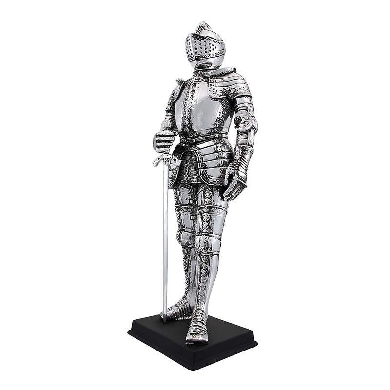 Veronese Design Silver Finish Medieval Knight in Armor Statue Figure