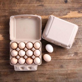 Vintage Egg Cartons 50 Pack, Blank Natural Paper Pulp Square Dozen Egg Cartons Eggs, Classical 3x4 Style Holds Up to One Twelve 12 Count Chicken Eggs, Sturdy Design Made from Recycled Cardboard