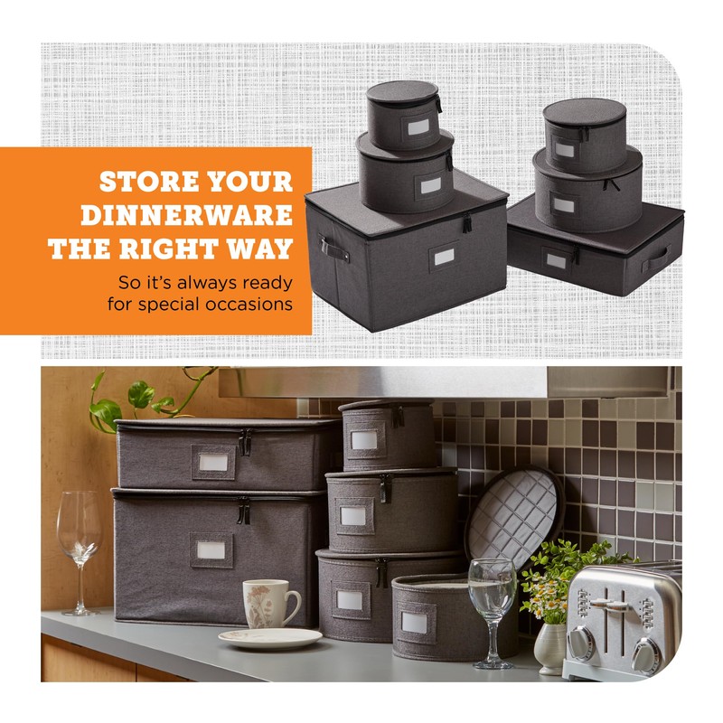 storageLAB China Storage Containers, Hard Shell Case with Felt Dividers