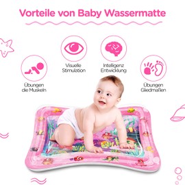 Dusor Water Mat Baby Toy 3 6 9 Months Water Play Mat BPA-Free Play Mat Baby Inflatable Tummy Time Mat Fun Activities Your Baby's Stimulation Growth