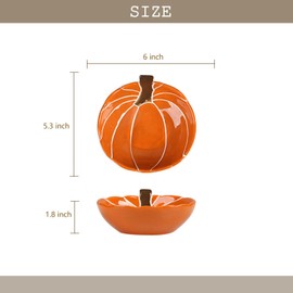 FYUEROPA Ceramic Pumpkin Candy Bowl, Small Bowls for Baking Souffle, Pudding, Serving Snack, Dessert, 12 Oz - Set of 2