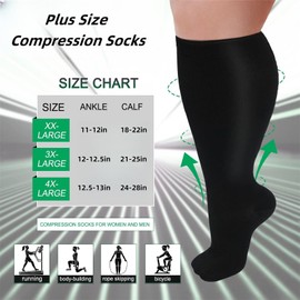 3 Pairs Wide Calf Compression Socks for Women And Men, Plus Size Support Stockings for Circulation, 15-20mmHg Knee High Socks