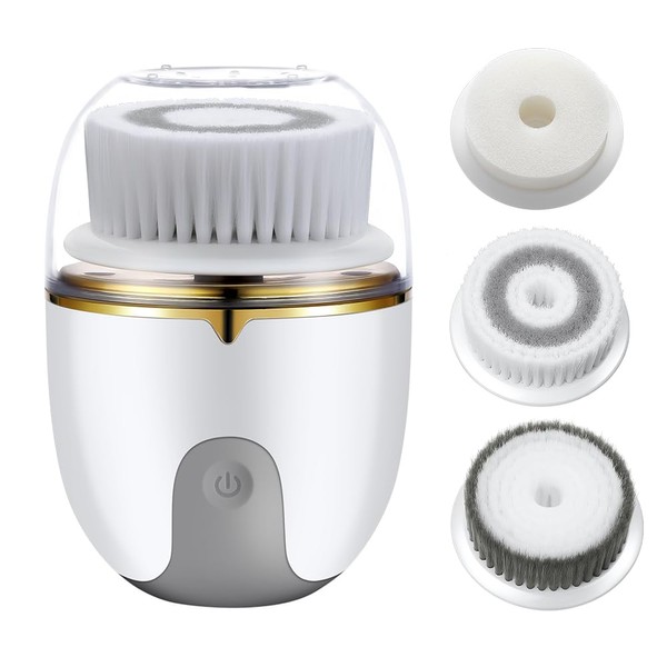 Facial Cleansing Brush Face Scrubber, Electric Face Brush Waterproof Rechargeable Facial Exfoliating Spin Cleanser Device for Exfoliating Deep Cleansing, Massaging for Women & Men