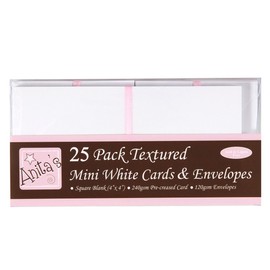 Anitas 4 x 4-inch 240 GSM Mini Textured Cards and Envelopes, Pack of 25, White