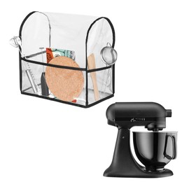 kwmobile Cover Compatible with KitchenAid 4,3-4,8 Litre - TPU Plastic Case w/ 3 Pockets for Accessories - Transparent/Black