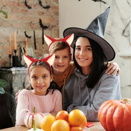 CURASA Fox Ears Headband - Plush Animal Cartoon Head Bands for Women, Girls, Kids - Cute Hair Accessories for Themed Party, Festival, Birthday - Red Hairband