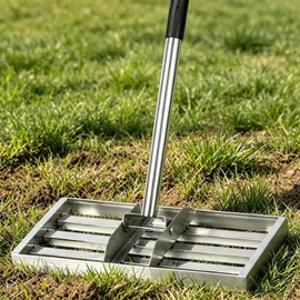 XDMURYM Lawn Leveling Rake 17*10 inch,Stainless Steel Lawn Leveler with 76” Long Handle .Heavy Duty Ground Leveler Tool Leveler Yard Rakes for Spreading Sand, Soil, Seed & Gravel.