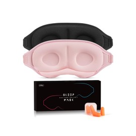 Aosun Sleeping Masks for Side Sleepers, Upgraded 3D Sleep Mask for Men and Women, 100% Light Blocking with Adjustable Elastic Band and Plugs, Black+Pink8