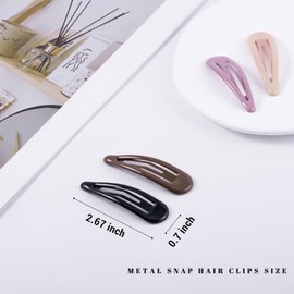 Cptots Metal Snap Hair Clips Water Drop No Slip Hair Barrettes for Women Large Hair Clips For Thick And Thin Fine Hair,Multi-colored,2.67 x 0.7 Inches,12 PCS