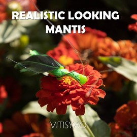 Vitisyao Cat Insect Feather Toys Replacement - 2 Pcs Handmade Natural Mantis - Cat Toy Wand Refills - Interactive Kitten Teaser Wand Attachments - Kitty Toys for Indoor Cats Play