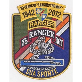 Bayonet Design - US Army Ranger 70 Year Anniversary Patch - 75th Infantry Regiment - 5 1/8" X 4" U.S. Army Ranger Embroidered Patch with Wax Backing