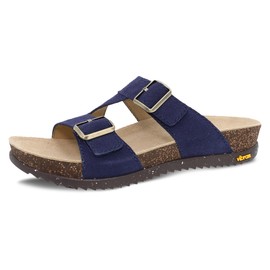 Dansko Dayna Double Buckle, Slip-On Sandal for Women - Cushioned Cork Midsole for Comfort and Shock Absorption - Vibram ECOSTEP EVO Rubber Outsole for Long-Lasting Wear Navy 10.5-11 M US