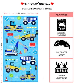 VOOVA & MOVAS Boys Beach Towels, 28"X54", 330GSM, Large Soft Absorbent Cotton Pool Towels for Toddler,Ideal for Swim, Surf, Beach, Bathroom and Camping, Vehicle