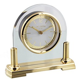 Modern Stylish Glass & Brass Two Tone Quartz Arched Design Mantel Clock