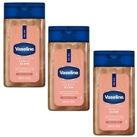 Vaseline Glazed and Glisten Sunlit Glow - Aceite de gel corporal con aroma a cacao y vainilla, manteca de cacao 100% pura con aceite brillante, 1.69 o