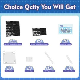 Qcity Black Shimmer Pedestal Stands for Party Set of 3, Square Sequin Shimmer Display Stands, Perfect for Outdoor Events, Birthdays, Wedding and Party Decoration