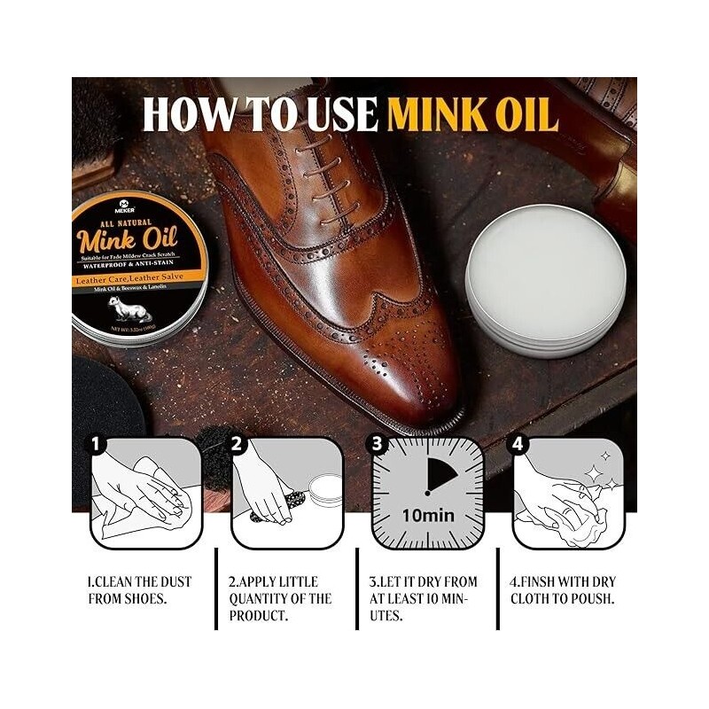 MEKER Mink Oil for Leather Boots Leather Conditioner and Cleaner