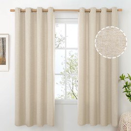 BGment 72 Inch Length Linen Curtains for Living Room 2 Panels, Thick Privacy Window Drapes Textured Light Filtering for Bedroom Office Farmhouse Grommet Top, Oatmeal, Each 52 Inch Wide