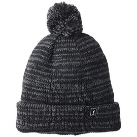PGA TOUR Men's Pom Beanie Golf Hat, Black Heather, One Size