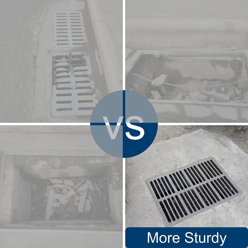 Cast Iron Drain Grate and Frame 20x12 in, B-Class 28100