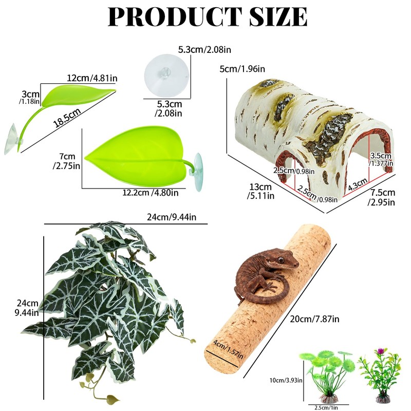 Crested Gecko Tank Accessories, Reptile Decor,Reptile Hanging Plants Vines with