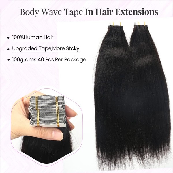 100G Tape in Hair Extensions Yaki Straight Tape in Human