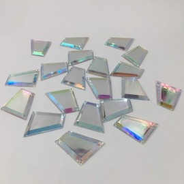 AB Color Sew On Acrylic Crystal Rhinestones Flat Back Mirrors (Pack of 20 pcs)
