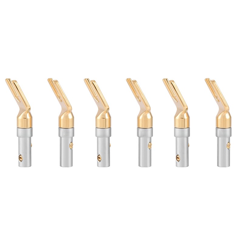 6 Pcs Gold Plated 4mm Banana U Fork Y Spade