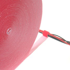 TUKA TKB5010 Velcro Cable Ties 15 m x 20 mm, Free to Cut to Size, Robust, Removable, Reusable, Cable Ties, Velcro Tape Cable Manager, Velcro Roll for Arrangement, Fixing Management Cables, Red