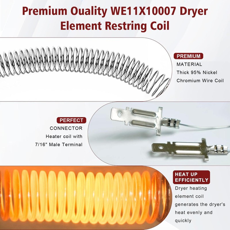 WE11X10007 for GE Dryer Heater Heating Element Coils WE11M23 Re-String