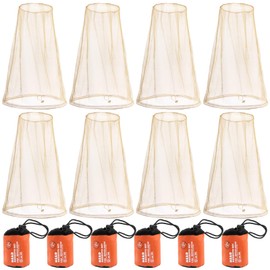 Wholelovein 8 Pack Khaki Mosquito Covers Wearable Head Net Face Mesh Protecting Net Mosquito Fly Insects Bugs Preventing for Outdoor Hiking Camping