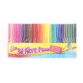 Artbox 30 fine tip fibre colouring pens - pack of 30 assorted colours