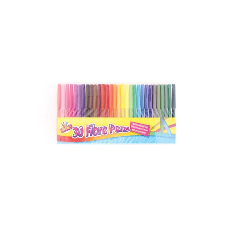 Artbox 30 fine tip fibre colouring pens - pack of