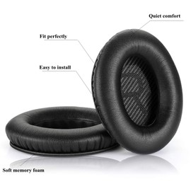 Cypher.V Almohadillas para Orejas de Repuesto para Auriculares Bose de, compatibles con Quietcomfort QC2 QC15 QC25 QC35 Ae2 Ae2i Ae2w Sound True/SoundLink Around Ear Headphones 1 par, Negro
