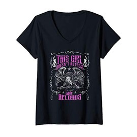 Womens This Girl Does Not Retreat She Reloads Eagle Women V-Neck T-Shirt