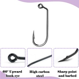 Natufish 60 Degree Jig Hooks 100Pcs Inline Spoon Hook,Fishing Short Shank Hooks for Lure Making,Suitable for Freshwater and Saltwater Fishing 3/0