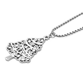 RAIDIN 18K Gold Silver Plated Stainless Steel Cute Christmas Necklace for Women Girls Fashion Jewellery Pendant Gifts for Holiday Party Decorations, Stainless Steel, No Gemstone