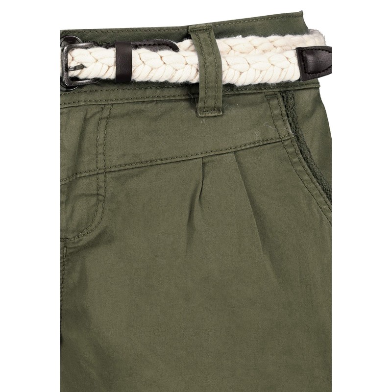 Eight2Nine Women's Chino Shorts with Braided Belt, Middle-green
