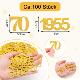 GoldRock Confetti 70th Birthday Decoration Large 3.3-5 cm, Pack of 100 Confetti 70th Birthday, Decoration 70th Birthday Woman Man 1955, Glitter Table Decoration 70th Birthday, Decoration 70 Confetti