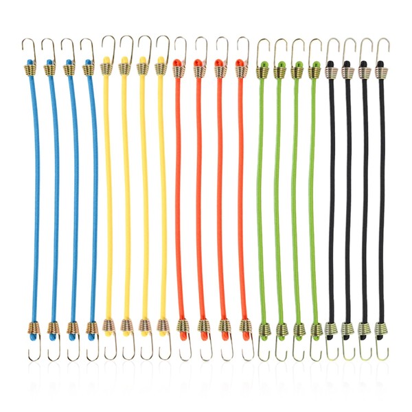 20 Pieces Of Bungee Cords With Hooks, Latex Elastic Cords,