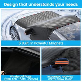 lootaan Windshield Cover for Ice and Snow - Heavy-Duty Winter Frost Guard with Side Mirror Pockets, Waterproof All-Weather Windproof Car Window Cover for Cars, Trucks, SUVs
