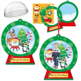 WATINC Christmas DIY Shaking Ornament Snow Globe Craft Kit, 20Pcs Winter Snowglobe Hanging Ornaments with Glitter Sequins Sugar Papers, Snowman Tress Hanging Craft Decor for School (Merry Christmas)